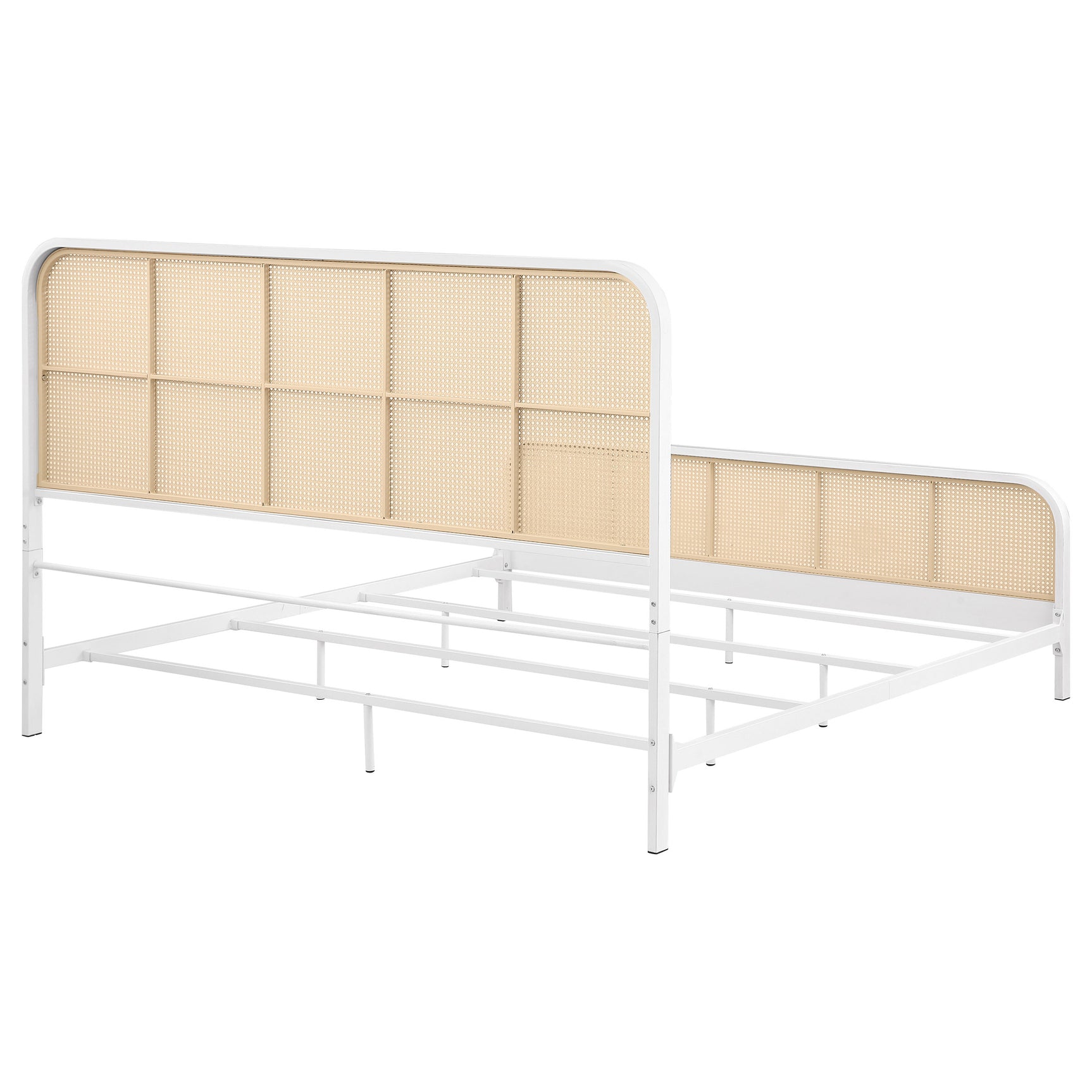 Lanewood Open Cane Webbing Metal Eastern King Bed White - Tampa Furniture Outlet