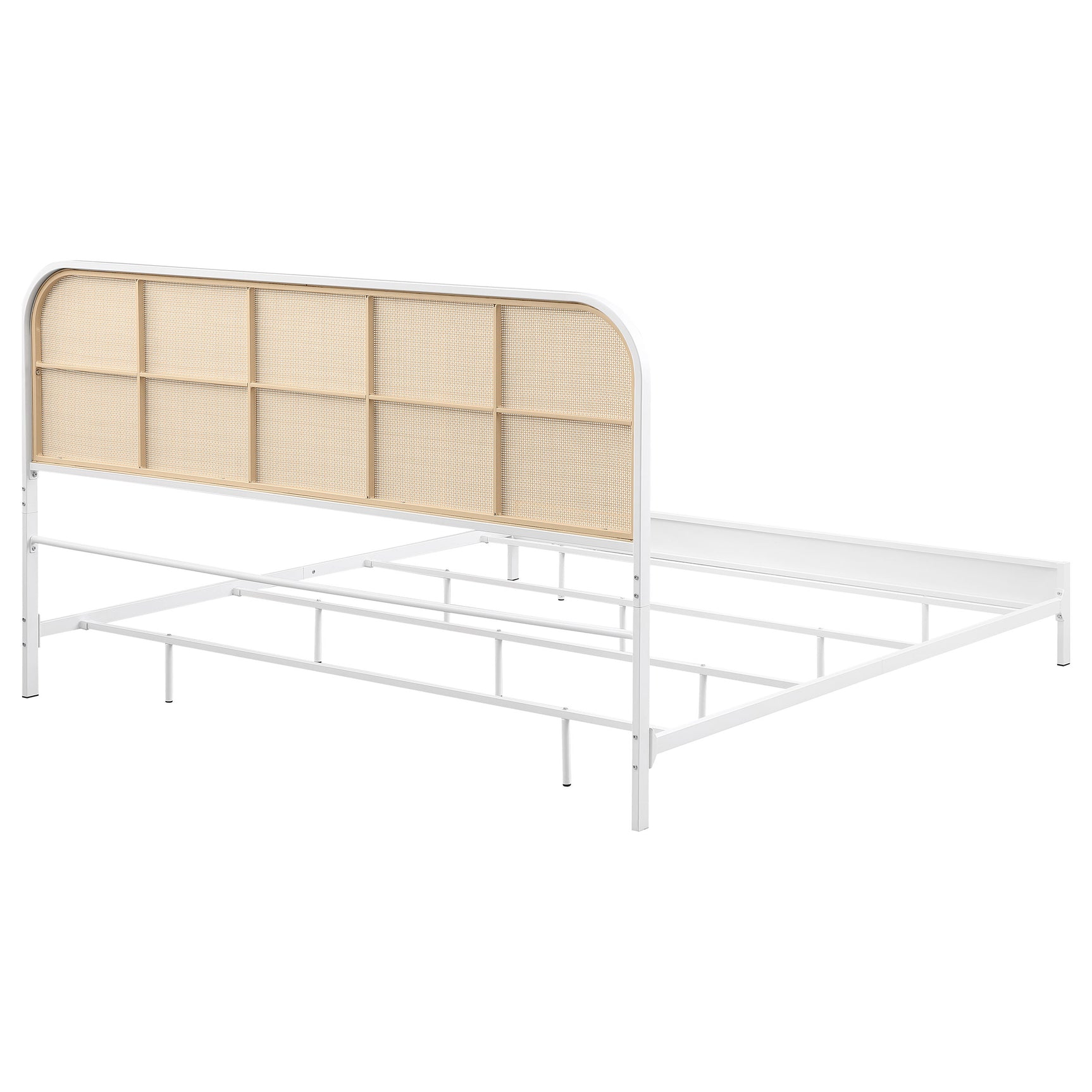 Amherst Radio Weave Rattan Metal Eastern King Bed White - Tampa Furniture Outlet