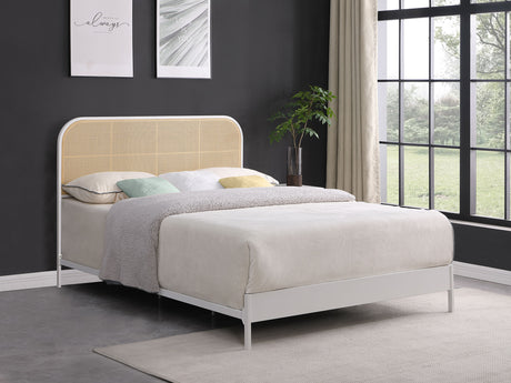 Amherst Radio Weave Rattan Metal Queen Bed White - Tampa Furniture Outlet
