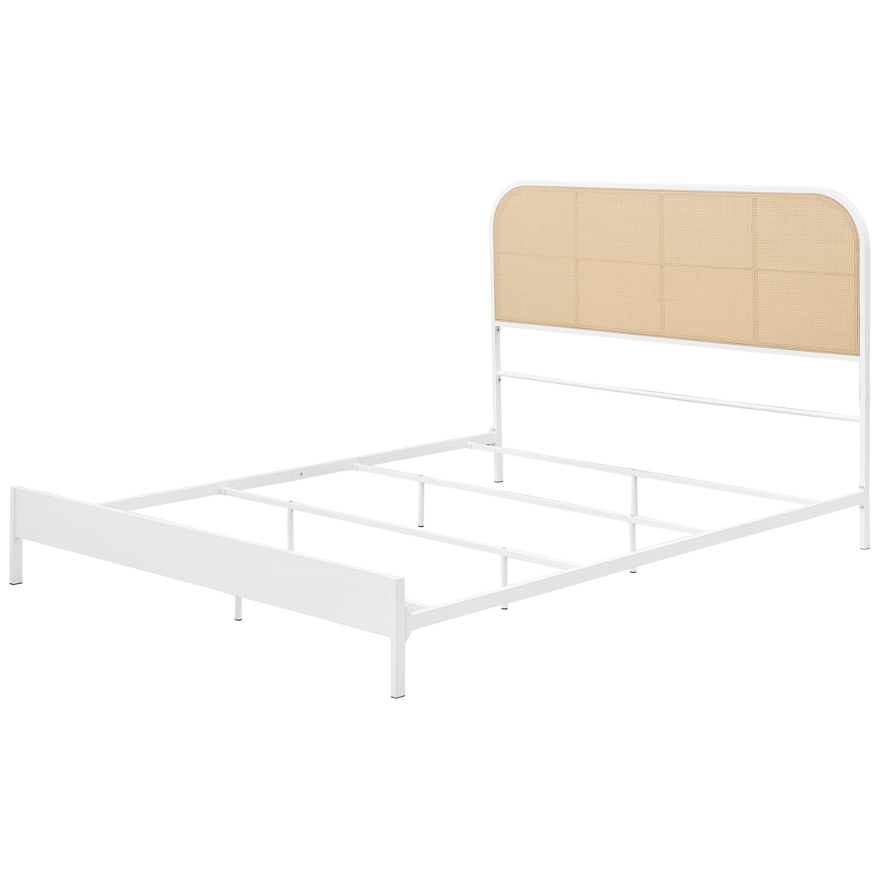 Amherst Radio Weave Rattan Metal Queen Bed White - Tampa Furniture Outlet