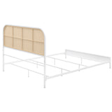 Amherst Radio Weave Rattan Metal Queen Bed White - Tampa Furniture Outlet