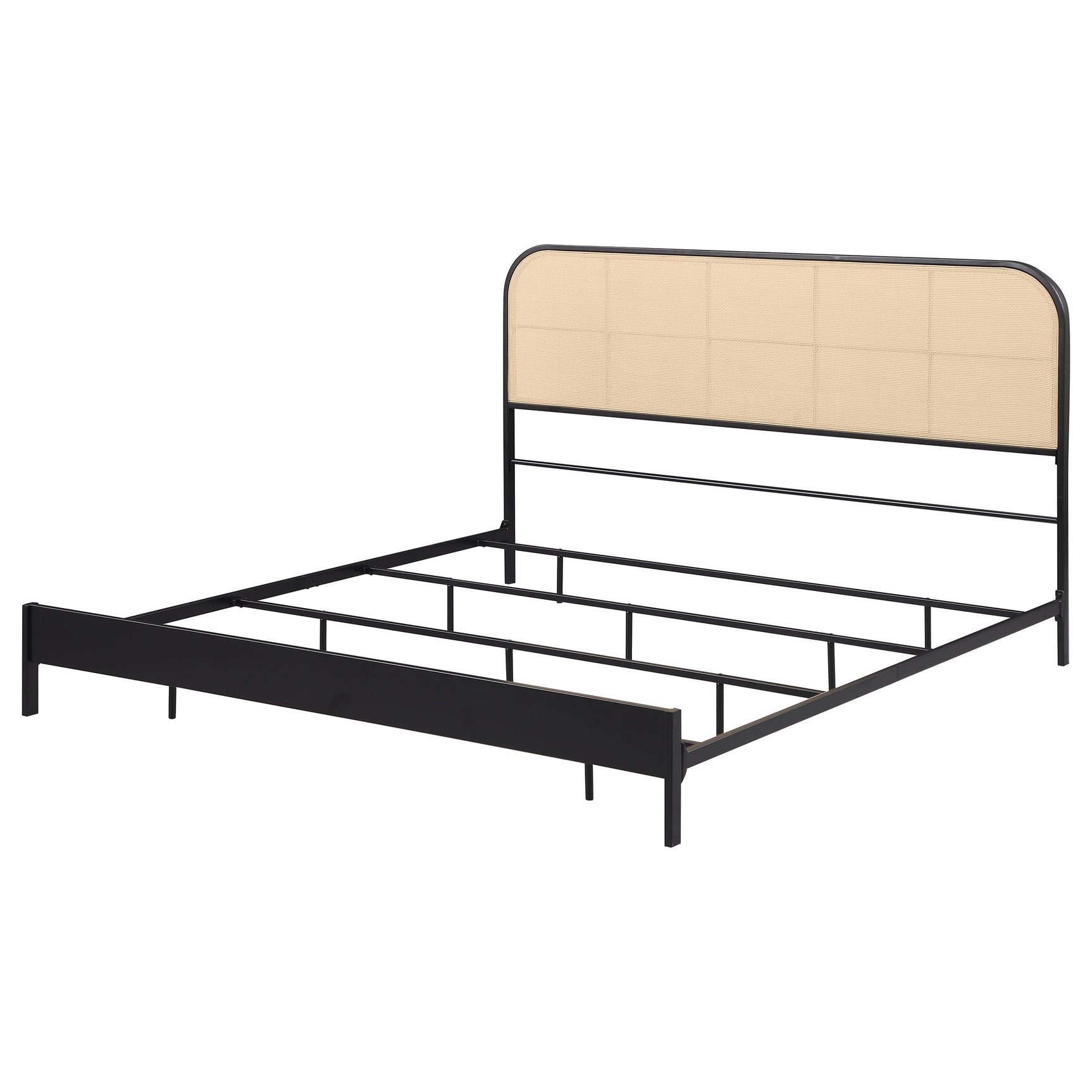 Amherst Radio Weave Rattan Metal Eastern King Bed Black - Tampa Furniture Outlet