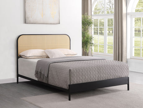 Amherst Radio Weave Rattan Metal Queen Bed Black - Tampa Furniture Outlet