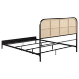 Amherst Radio Weave Rattan Metal Queen Bed Black - Tampa Furniture Outlet