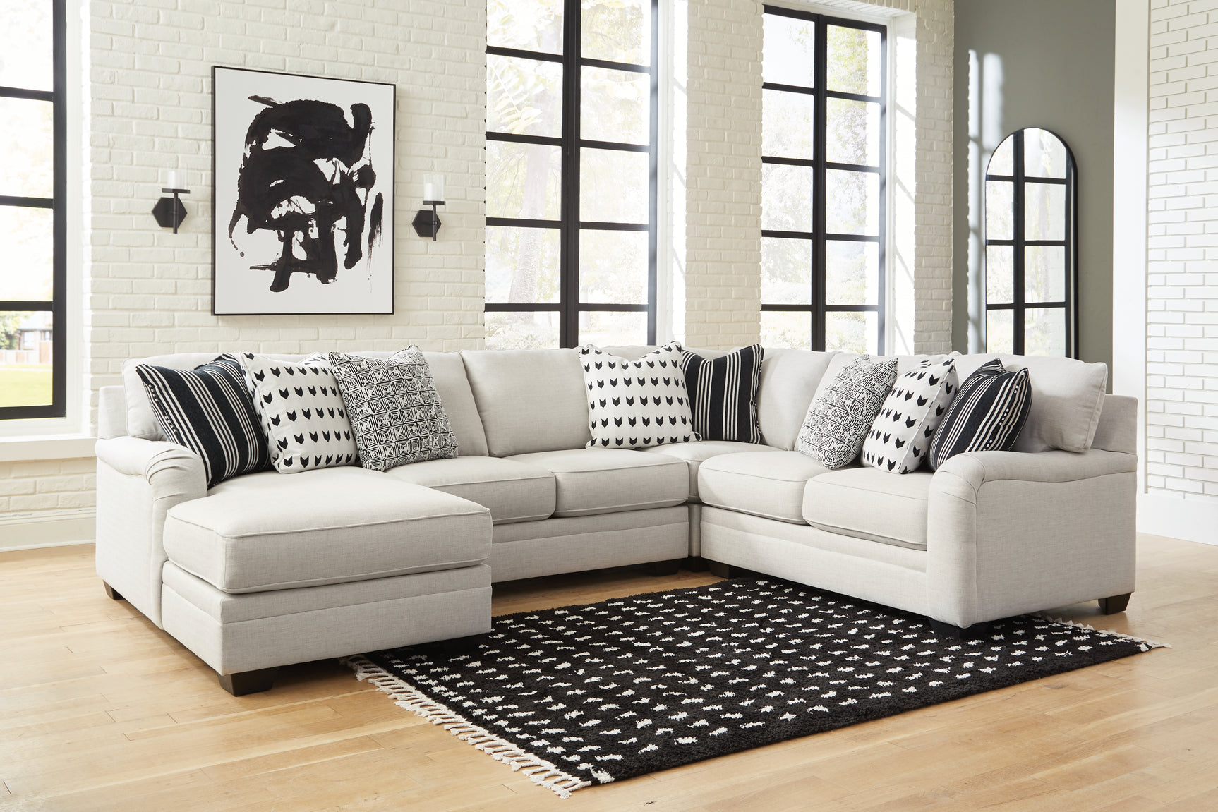 Tampa Furniture Outlet - Ashley Furniture - Huntsworth Sectional - RAF 4-Piece Sectional with Chaise / Dove Gray - 39702S3