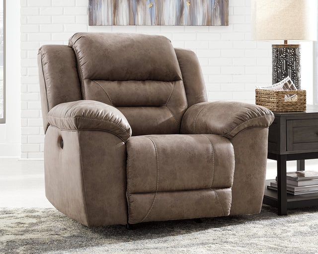 Tampa Furniture Outlet - Ashley Furniture - Stoneland Living Room - DBL REC PWR Loveseat w/Console / Fossil - 3990596