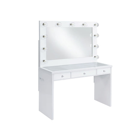 Ariana - Complete Vanity With Lightbulbs - Glossy White - Tampa Furniture Outlet