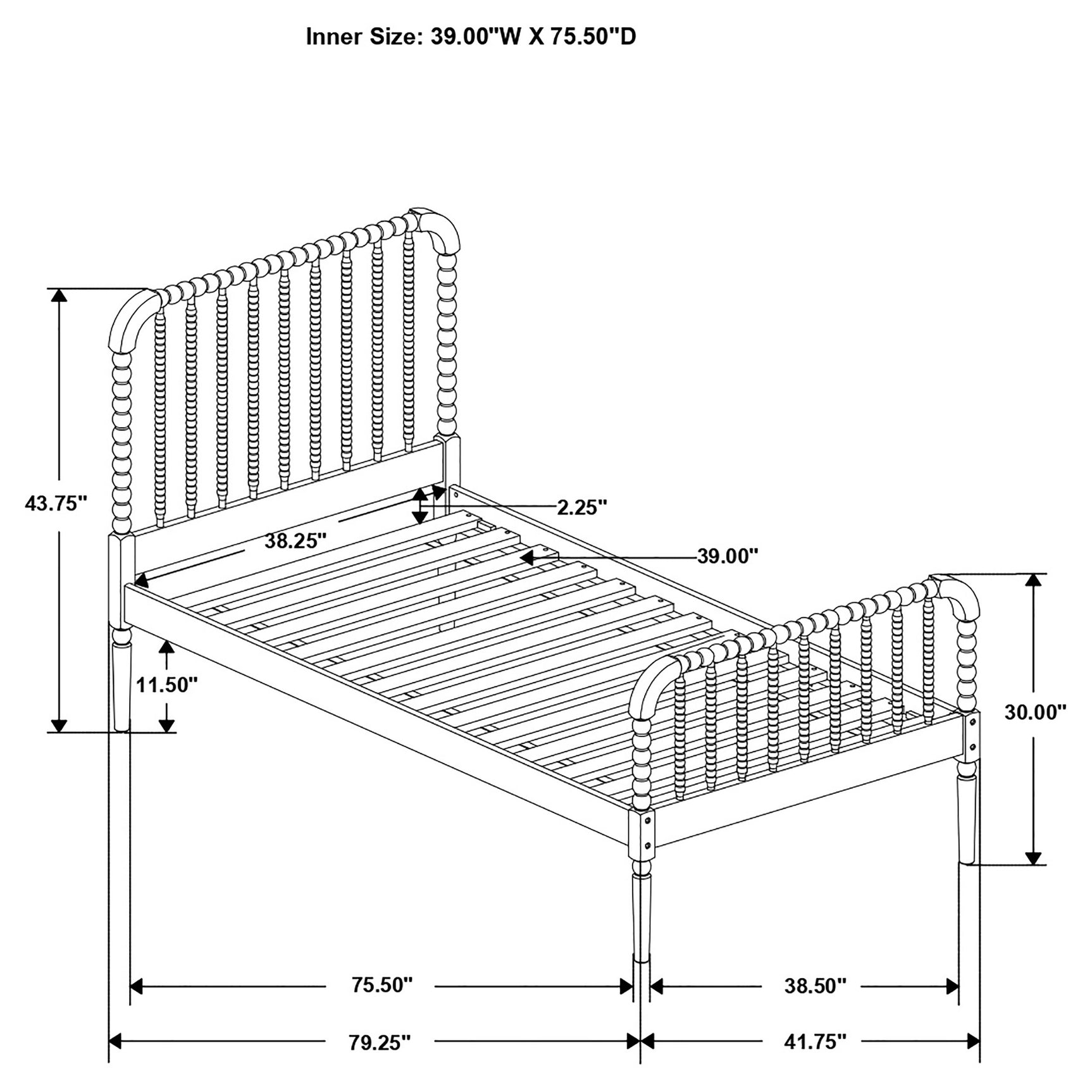 Jones Wood Twin Open Frame Bed White - Tampa Furniture Outlet