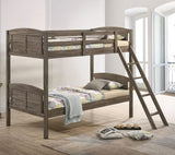 Flynn Wood Twin Over Twin Bunk Bed Weathered Brown - Tampa Furniture Outlet