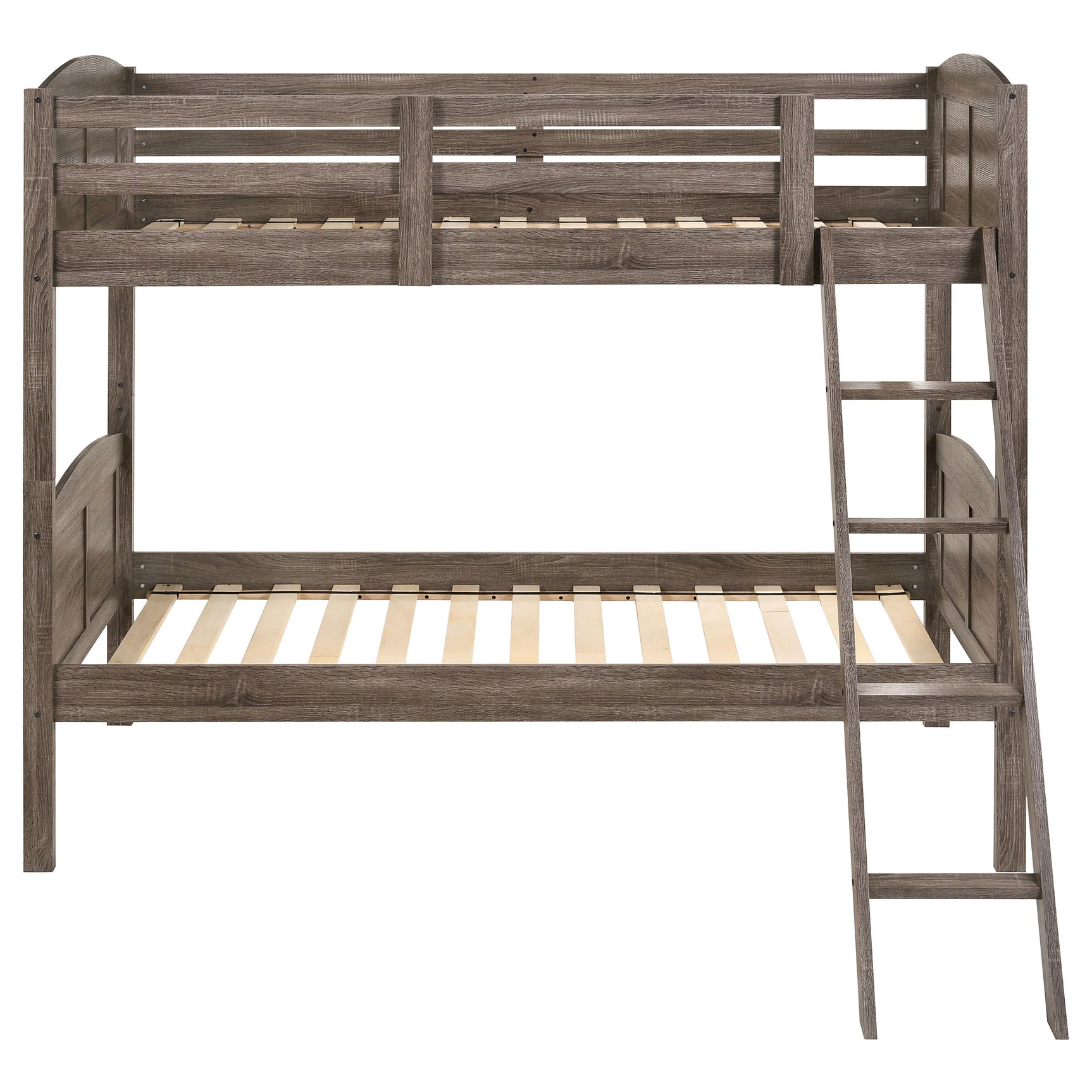 Flynn Wood Twin Over Twin Bunk Bed Weathered Brown - Tampa Furniture Outlet