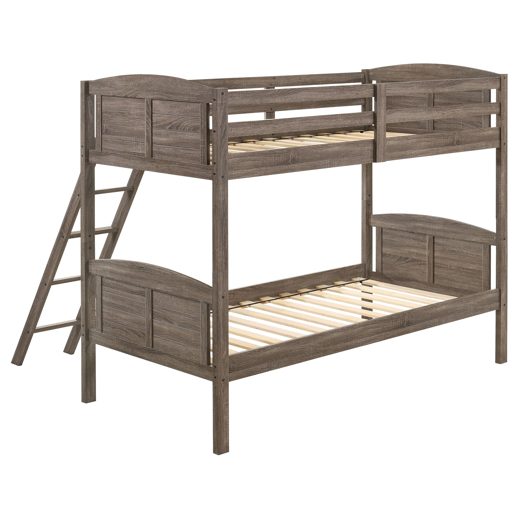 Flynn Wood Twin Over Twin Bunk Bed Weathered Brown - Tampa Furniture Outlet