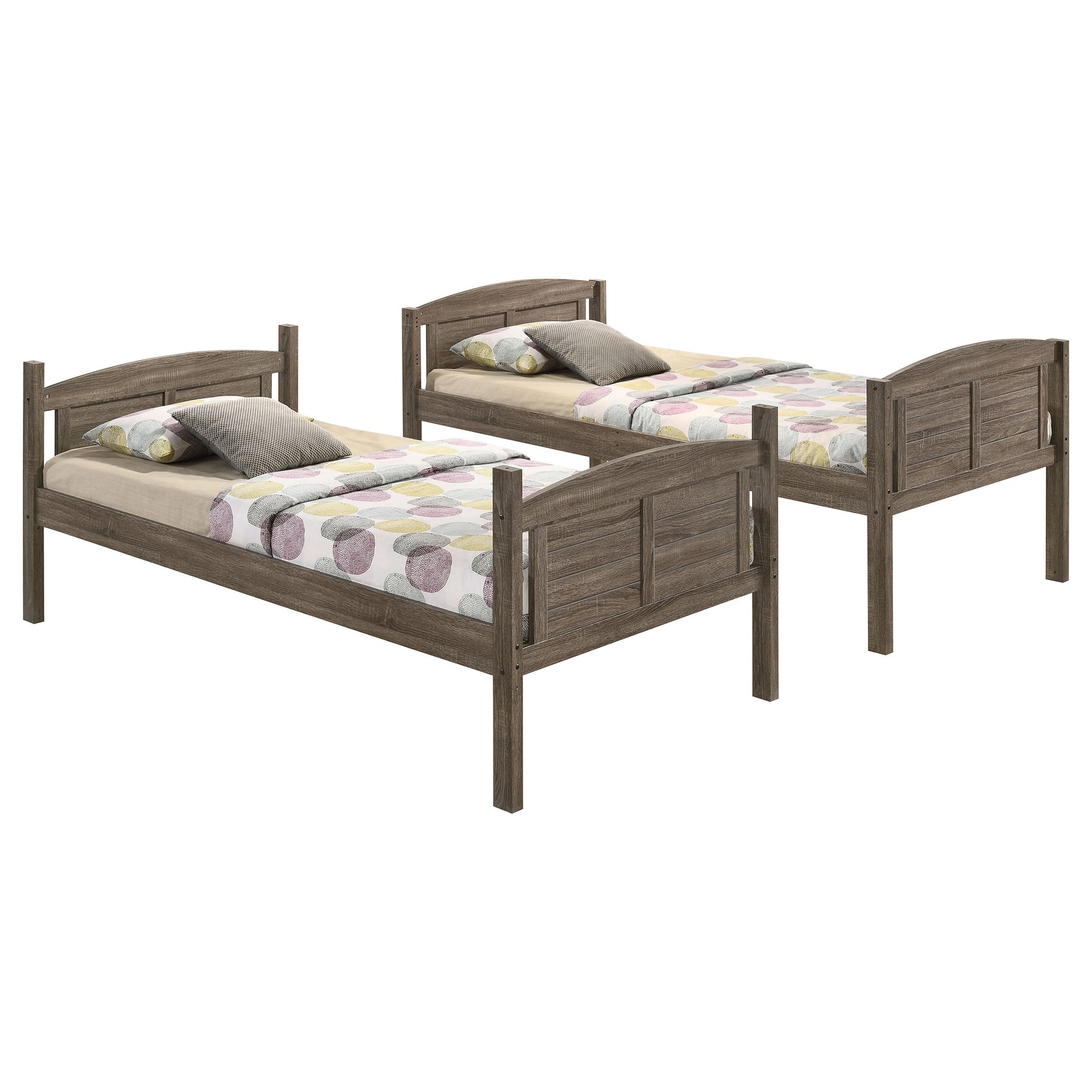 Flynn Wood Twin Over Twin Bunk Bed Weathered Brown - Tampa Furniture Outlet