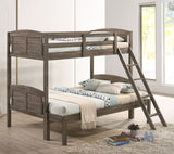Flynn Wood Twin Over Full Bunk Bed Weathered Brown - Tampa Furniture Outlet