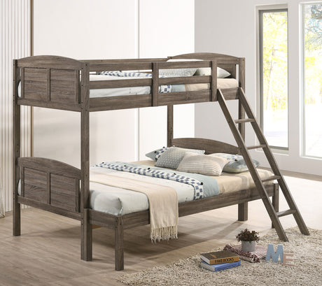 Flynn Wood Twin Over Full Bunk Bed Weathered Brown - Tampa Furniture Outlet