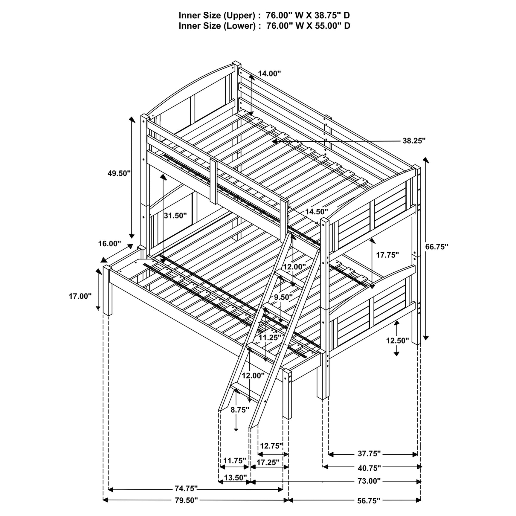 Flynn Wood Twin Over Full Bunk Bed Weathered Brown - Tampa Furniture Outlet