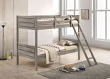 Ryder Wood Twin Over Twin Bunk Bed with Mattress Weathered Taupe - Tampa Furniture Outlet