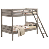 Tampa Furniture Outlet - Coaster - Ryder Wood Twin Over Twin Bunk Bed with Mattress Weathered Taupe - 400818-SM