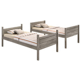Ryder Wood Twin Over Twin Bunk Bed with Mattress Weathered Taupe - Tampa Furniture Outlet