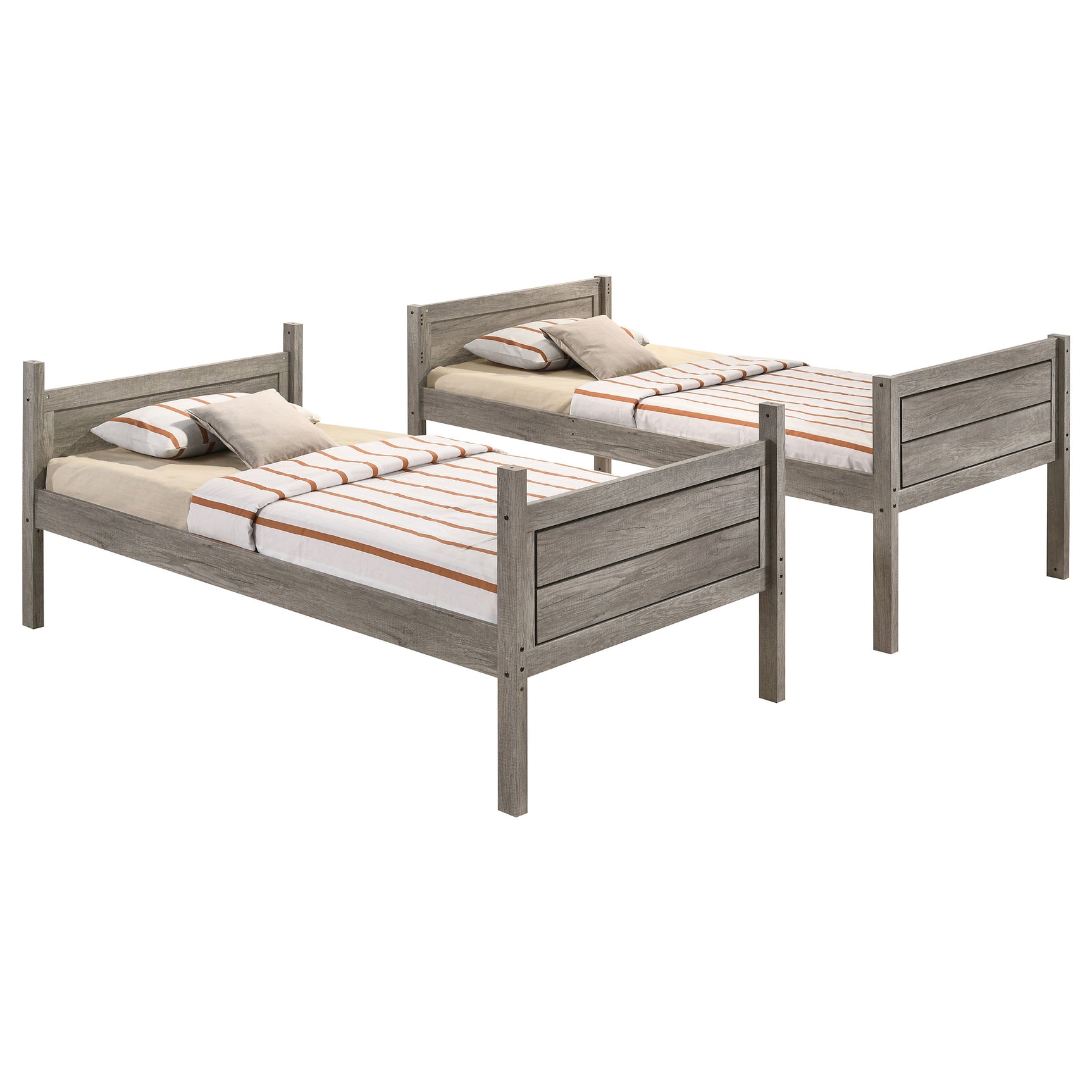 Ryder Wood Twin Over Twin Bunk Bed with Mattress Weathered Taupe - Tampa Furniture Outlet