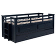 Tampa Furniture Outlet - Coaster - Carlsbad Wood Twin Captains Bed With Trundle Navy Blue - 401980T