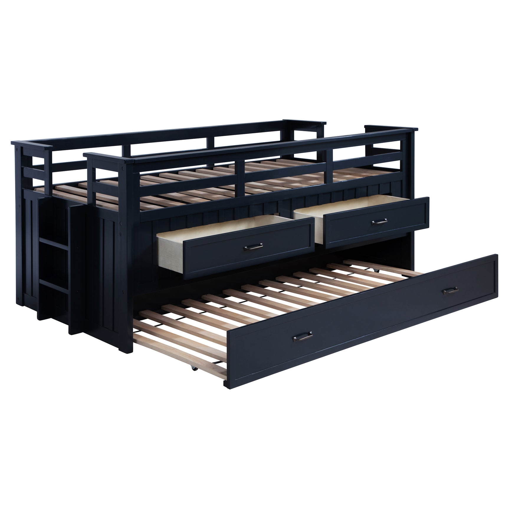 Carlsbad Wood Twin Captains Bed With Trundle Navy Blue - Tampa Furniture Outlet