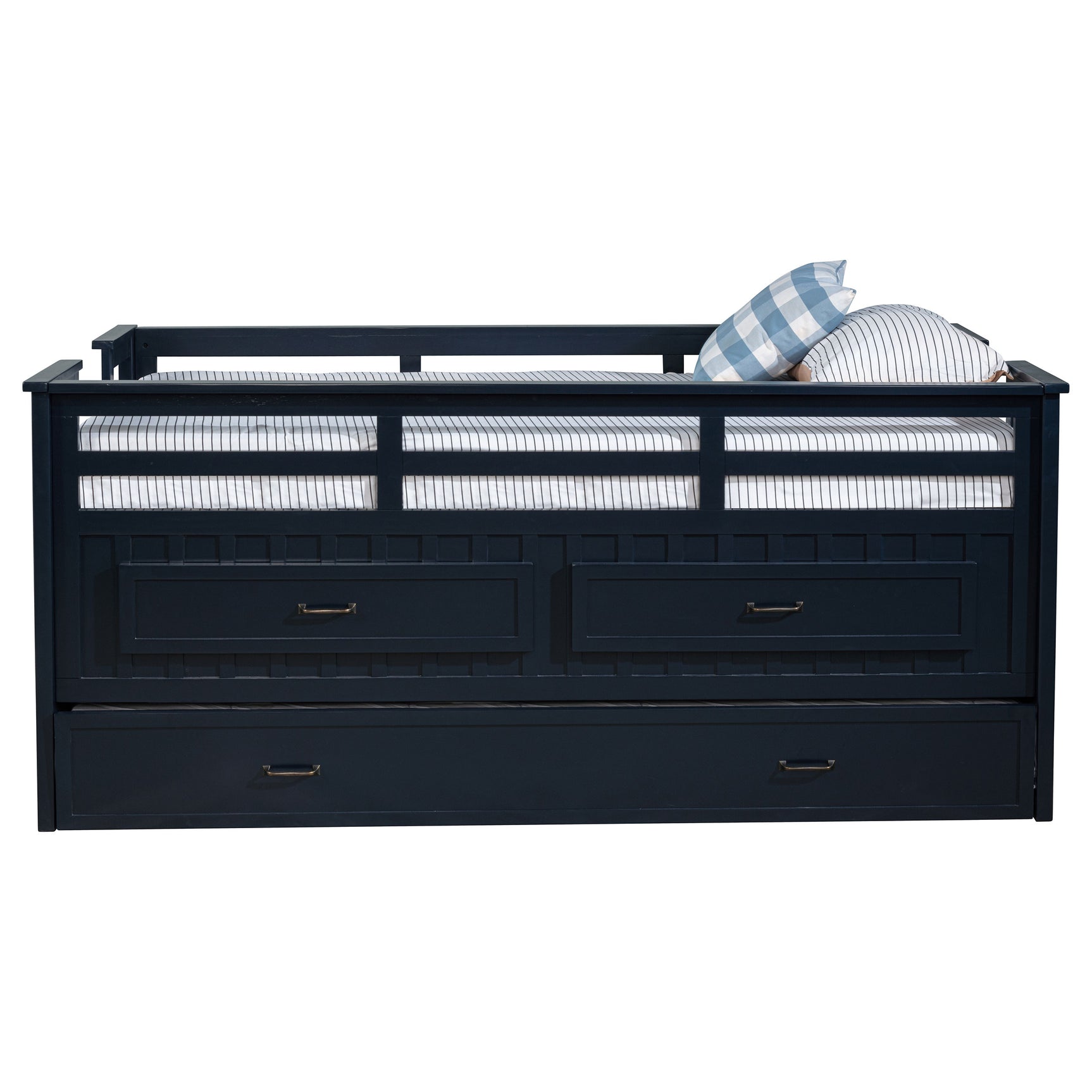Carlsbad Wood Twin Captains Bed With Trundle Navy Blue - Tampa Furniture Outlet