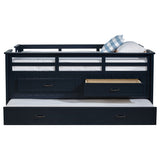Carlsbad Wood Twin Captains Bed With Trundle Navy Blue - Tampa Furniture Outlet