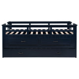 Carlsbad Wood Twin Captains Bed With Trundle Navy Blue - Tampa Furniture Outlet
