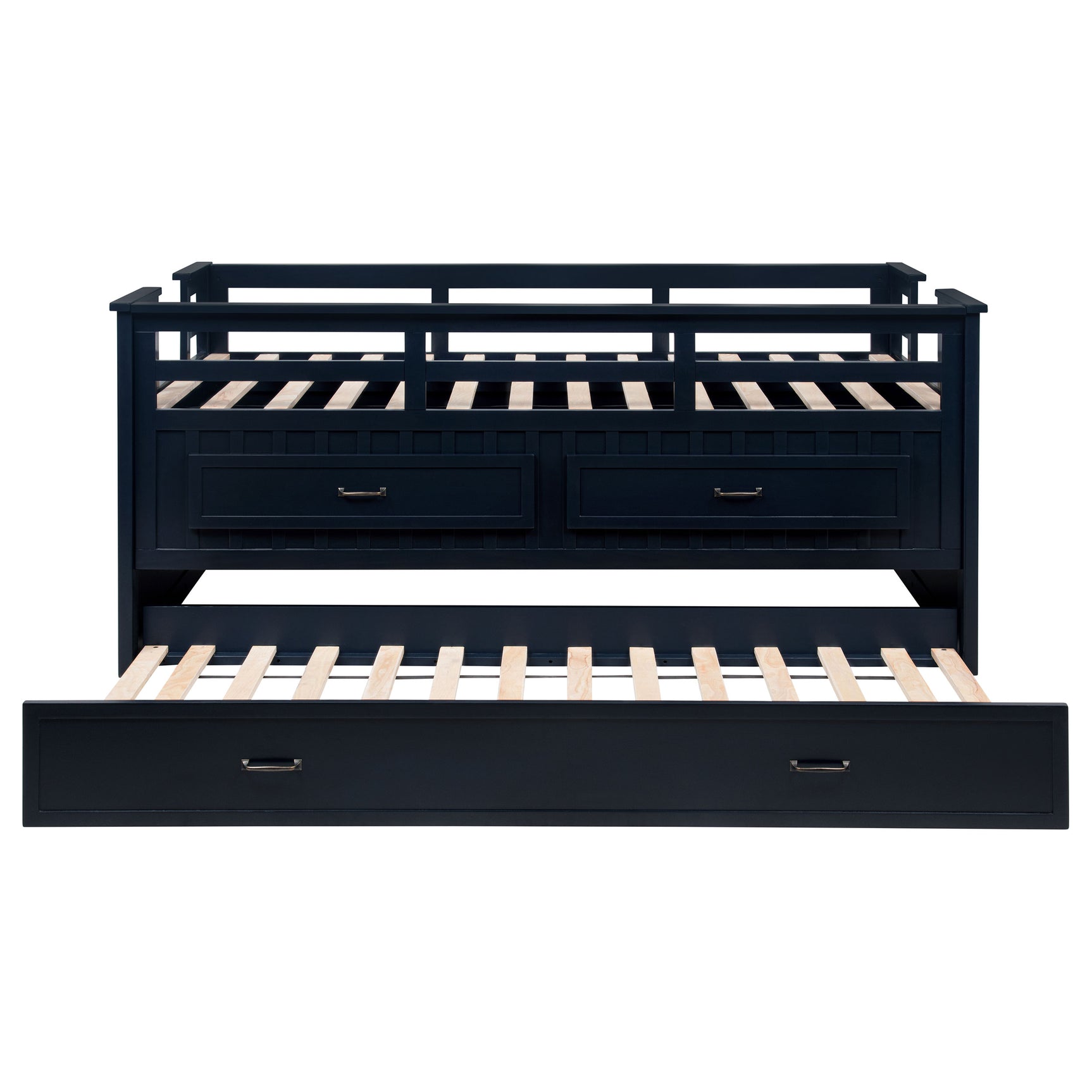 Carlsbad Wood Twin Captains Bed With Trundle Navy Blue - Tampa Furniture Outlet