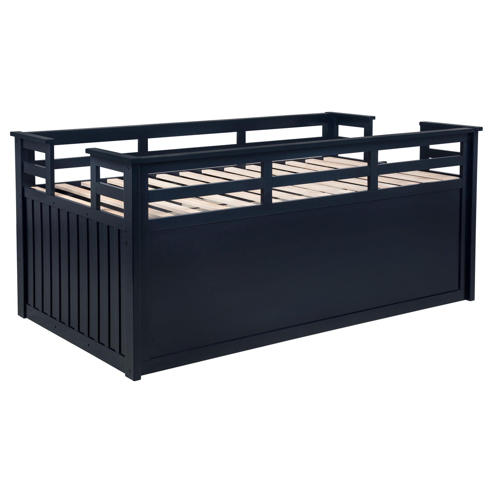 Carlsbad Wood Twin Captains Bed With Trundle Navy Blue - Tampa Furniture Outlet