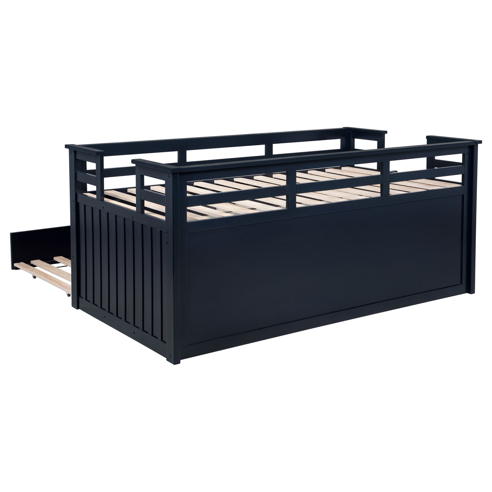 Carlsbad Wood Twin Captains Bed With Trundle Navy Blue - Tampa Furniture Outlet