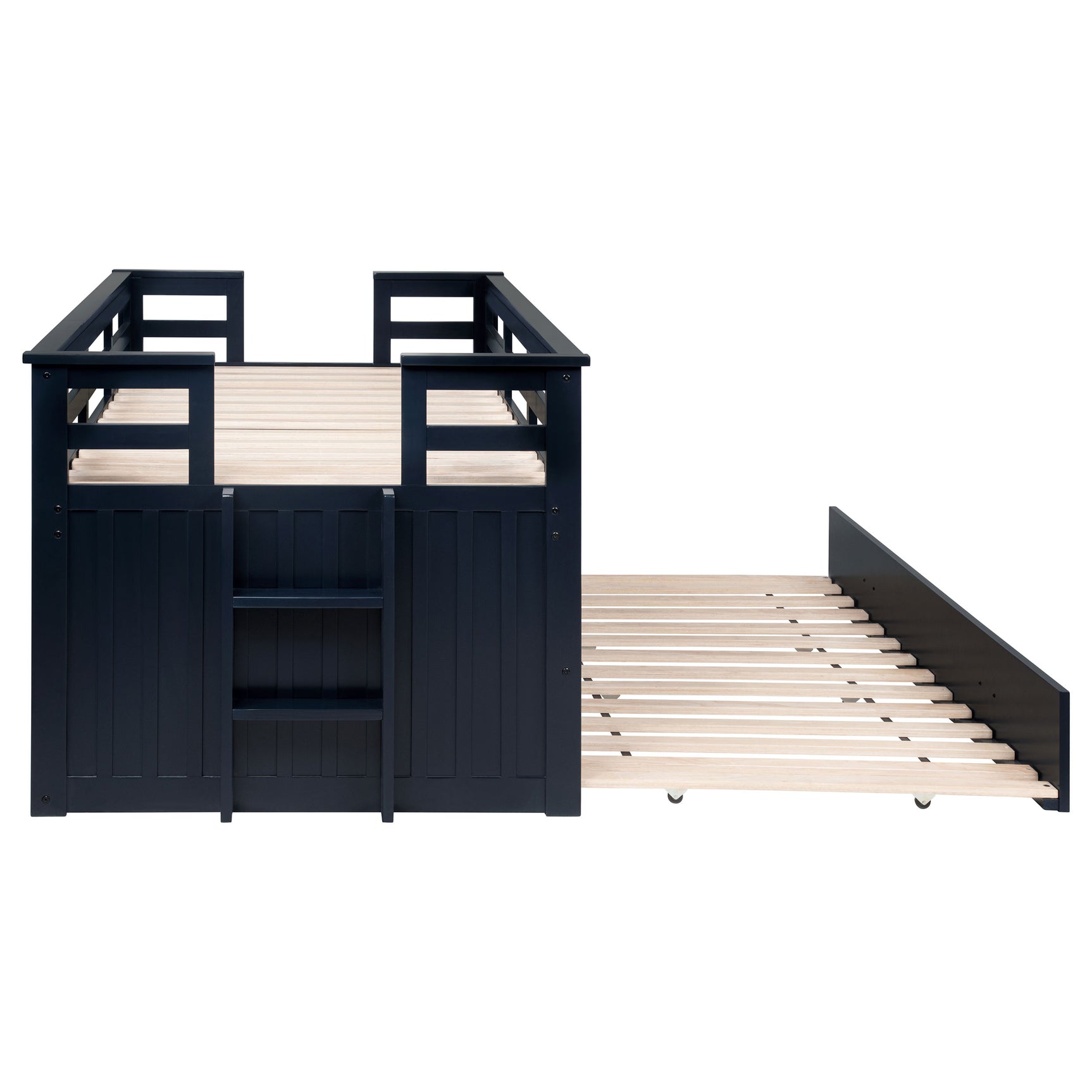 Carlsbad Wood Twin Captains Bed With Trundle Navy Blue - Tampa Furniture Outlet