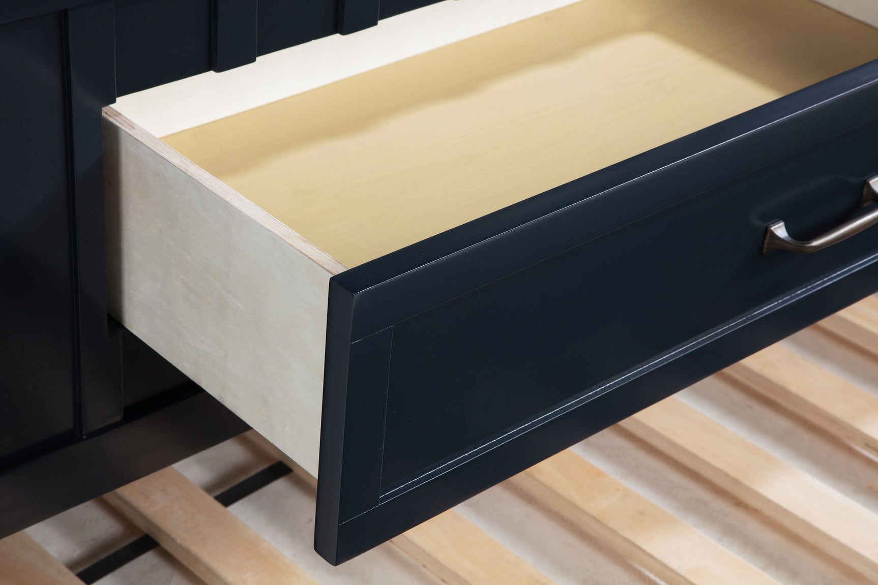 Carlsbad Wood Twin Captains Bed With Trundle Navy Blue - Tampa Furniture Outlet