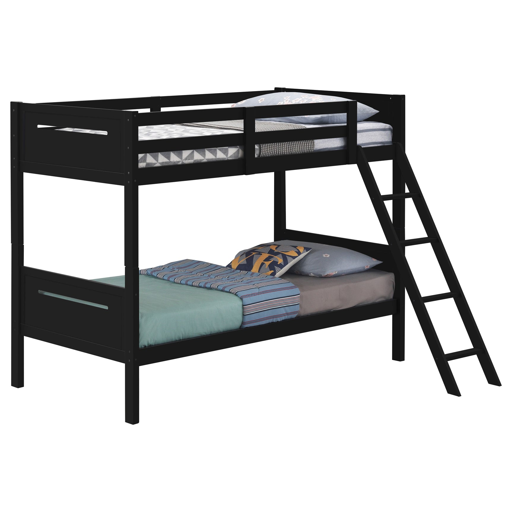 Littleton Wood Twin Over Twin Bunk Bed Black - Tampa Furniture Outlet