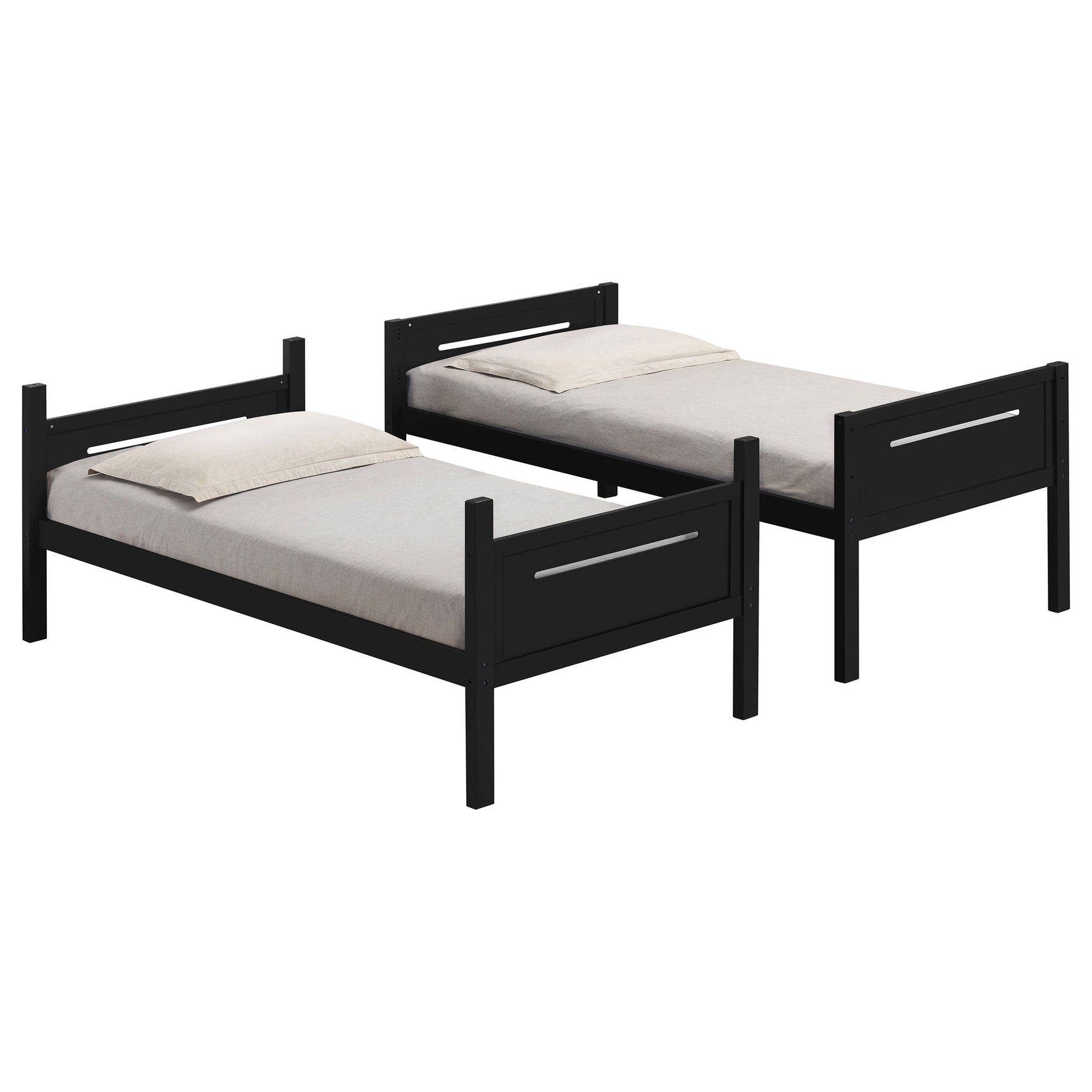 Littleton Wood Twin Over Twin Bunk Bed Black - Tampa Furniture Outlet