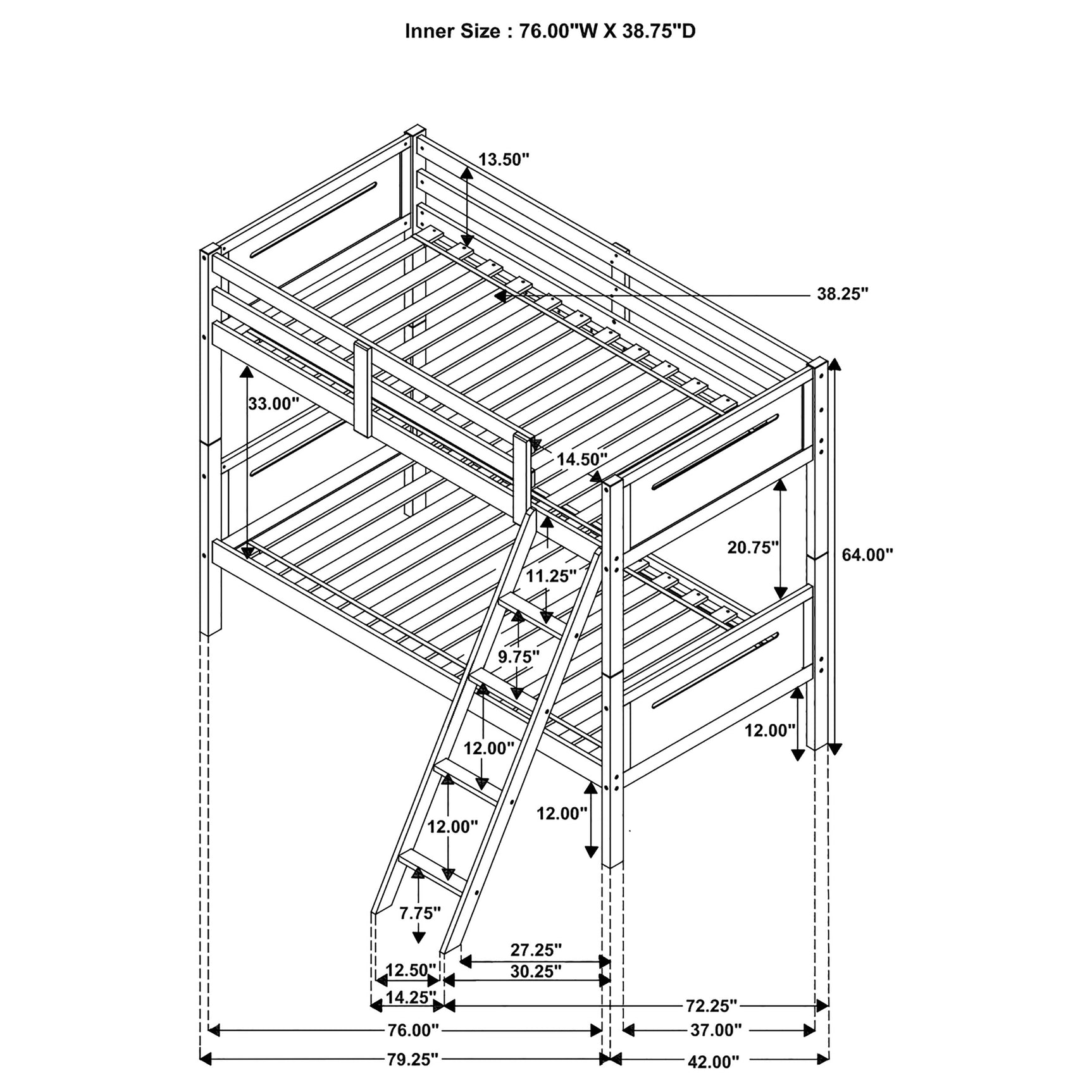 Littleton Wood Twin Over Twin Bunk Bed Grey - Tampa Furniture Outlet