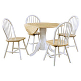 Allison 5-piece Round Drop Leaf Dining Table Set White - Tampa Furniture Outlet