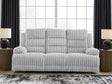 Tampa Furniture Outlet - Ashley Furniture - Rhines Falls Living Room - REC PWR Sofa w/Drop Down Table / Alloy - PC4280499