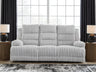 Tampa Furniture Outlet - Ashley Furniture - Rhines Falls Living Room - REC PWR Sofa w/Drop Down Table / Alloy - PC4280499