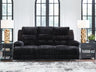 Tampa Furniture Outlet - Ashley Furniture - Rhine Falls Living Room - REC PWR Sofa w/Drop Down Table / Onyx - PC4280599