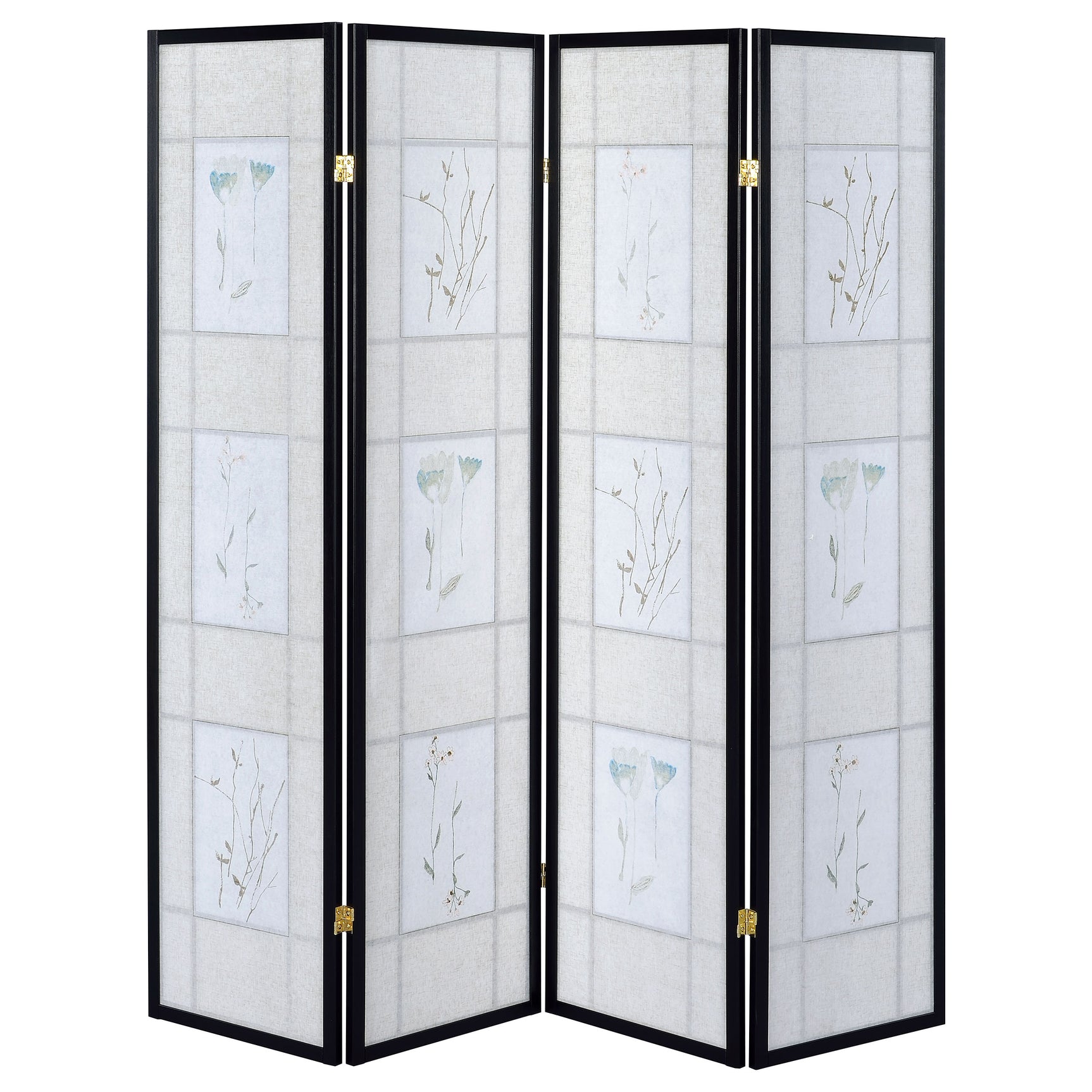 Catabella 4-Panel Room Divider Folding Shoji Screen Floral - Tampa Furniture Outlet