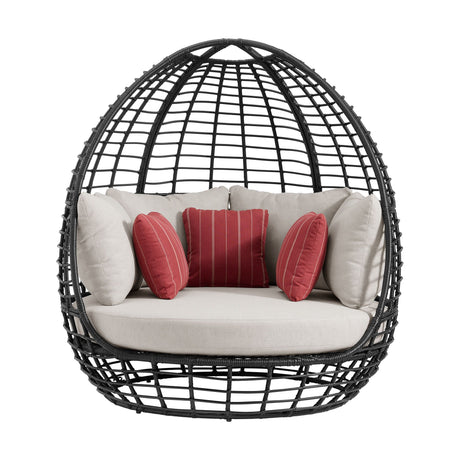 Playa - Twin Egg Chair With 3 Pillows - Dark Gray / Beige - Tampa Furniture Outlet