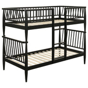 Tampa Furniture Outlet - Coaster - Abram Windsor Twin Over Twin Wood Bunk Bed with Ladder Black - 460061BLKT