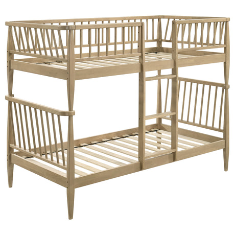 Tampa Furniture Outlet - Coaster - Abram Windsor Twin Over Twin Wood Bunk Bed with Ladder Almond - 460061T