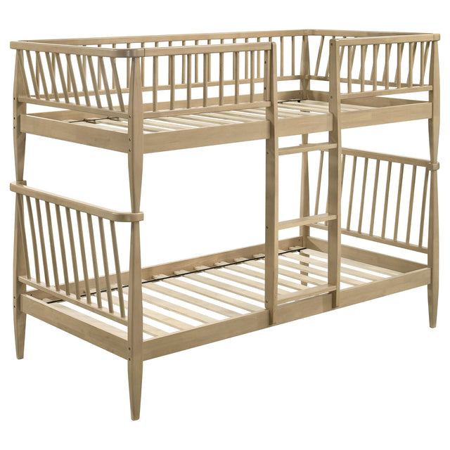 Tampa Furniture Outlet - Coaster - Abram Windsor Twin Over Twin Wood Bunk Bed with Ladder Almond - 460061T