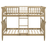 Abram Windsor Twin Over Twin Wood Bunk Bed with Ladder Almond