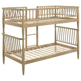 Abram Windsor Twin Over Twin Wood Bunk Bed with Ladder Almond