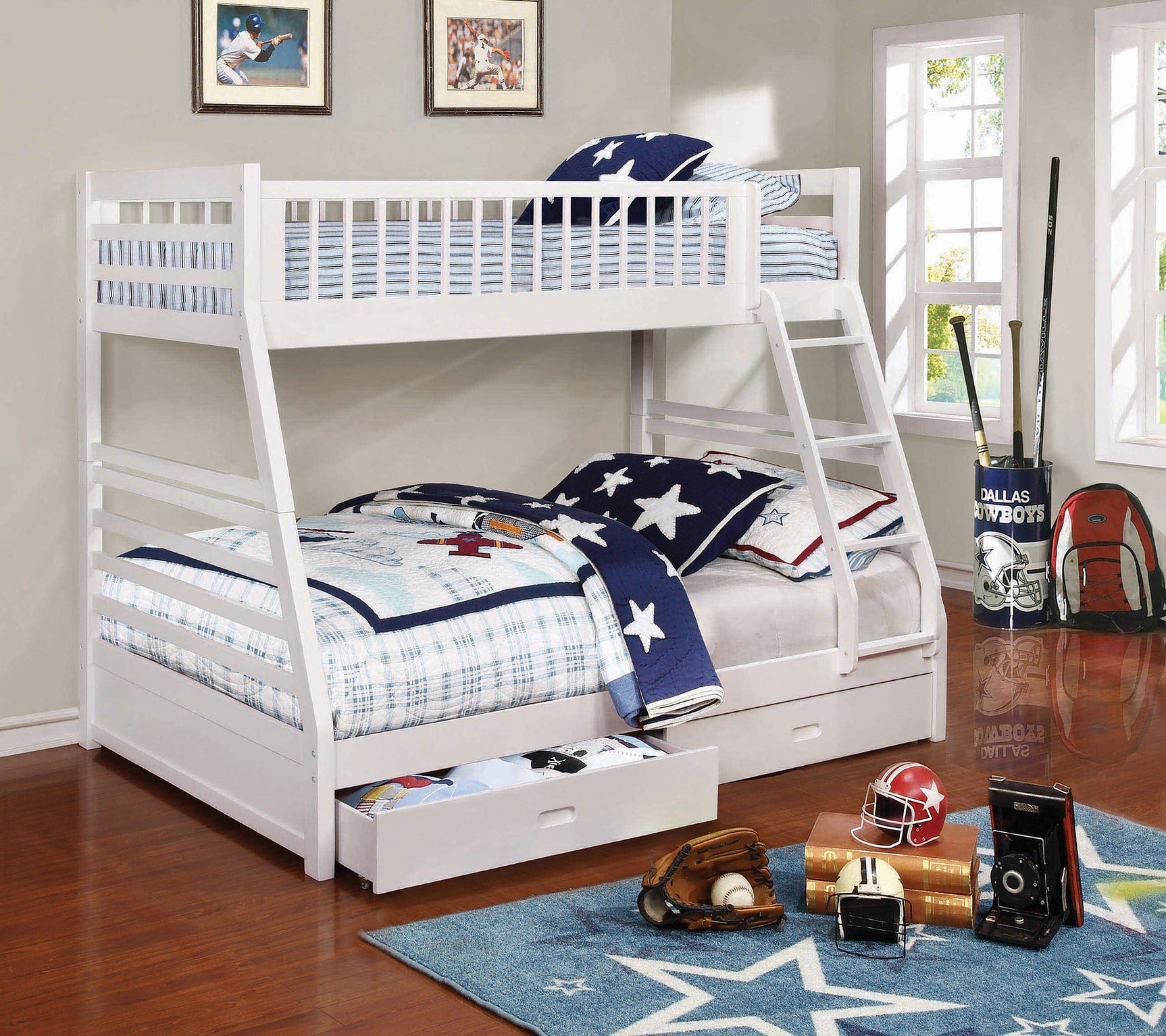 Ashton 2-drawer Wood Twin Over Full Bunk Bed White - Tampa Furniture Outlet