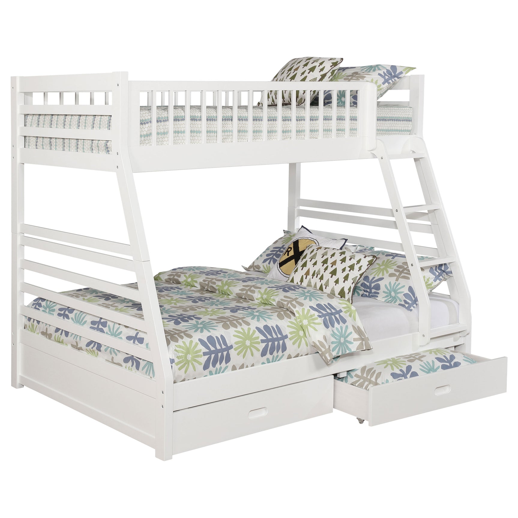 Ashton 2-drawer Wood Twin Over Full Bunk Bed White - Tampa Furniture Outlet