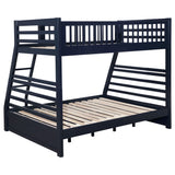 Ashton 2-drawer Wood Twin Over Full Bunk Bed Navy Blue - Tampa Furniture Outlet
